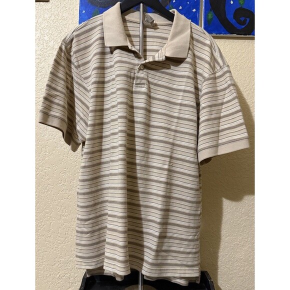 L.L. Bean Other - LL Bean Short Sleeve XL Regular Polo Shirt Brown Beige Striped Men's